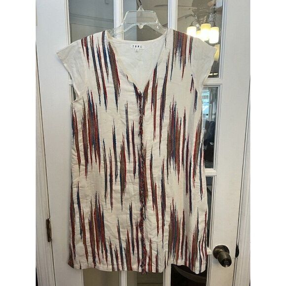 THML Mini Dress M Medium Geo Geometric Boho Print Short Sleeves.      T - Picture 1 of 9